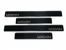 Накладки на пороги нержавеющая сталь под карбон 4шт. для Renault Logan II
